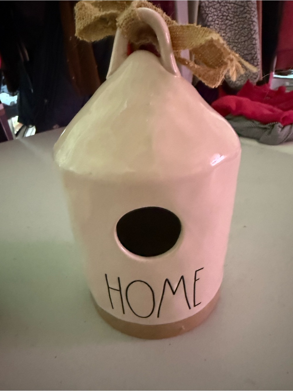 Rae Dunn Cream and Tan Ceramic Piece with Logo
